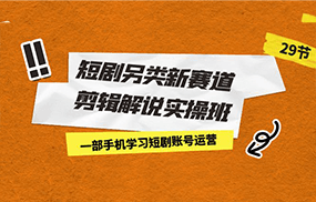 短剧另类新赛道剪辑解说实操班：一部手机学习短剧账号运营（29节 价值500）