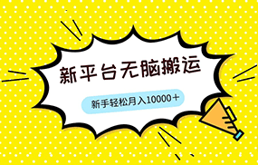 新平台用软件无脑搬运，月赚10000+，小白也能轻松上手