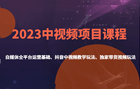 2023中视频项目课程，自媒体全平台运营基础、抖音中视频教学玩法