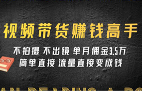 视频带货赚钱高手课程：不拍摄 不出镜 单月佣金3.5w 简单直接 流量直接变钱