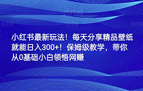 小红书最新玩法！每天分享精品壁纸就能日入300+！保姆级教学，带你从0领悟网赚