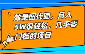 几乎0门槛的效果图代画项目，一键生成无脑操作，轻松月入5W+