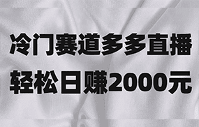 冷门赛道拼多多直播项目，简单念稿子，日收益2000＋