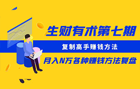 生财有术第七期：复制高手赚钱方法 月入N万各种方法复盘