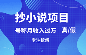 抄小说项目，号称月入过万，到底是否真实，能不能做，详细拆解