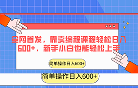 全网首发，靠卖编程课程轻松日入600+，新手小白也能轻松上手