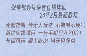 微信直播无脑挂机落地实操项目，单日躺赚收益200+