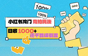 小红书冷门 竞拍玩法 日收1000+ 不耽误引流 可以做店铺 可以做私域