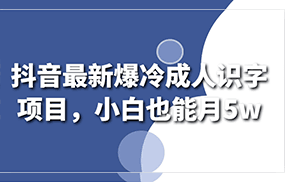 抖音最新爆冷成人识字项目，小白也能月5w