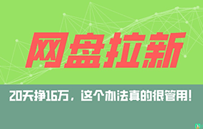 网盘拉新+私域全自动玩法，0粉起号，小白可做，当天见收益，已测单日破5000