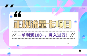 正规手机流量卡项目，一单利润100+，月入过万！人人可做