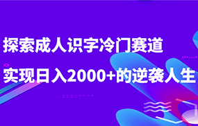 探索成人识字冷门赛道，实现日入2000+的逆袭人生！