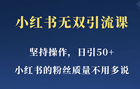 小红书无双课一天引50+女粉，不用做视频发视频，小白也很容易上手拿到结果