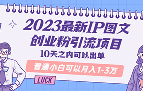 2023最新IP图文创业粉引流项目，10天之内可以出单 普通小白可以月入1-3万