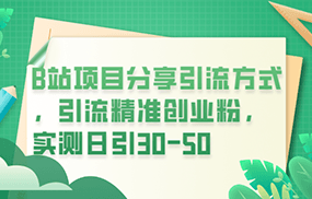 B站项目分享引流方式，引流精准创业粉，实测日引30-50