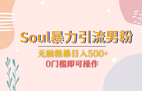 Soul暴力引流男粉玩法，无脑粗暴日入500＋，0门槛即可操作