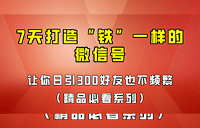 7天养出“铁”一样的微信号，日引300粉不频繁，方法价值880元！