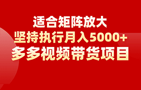 矩阵操作月入5000+，多多视频带货项目，适合新手，也适合老手放大