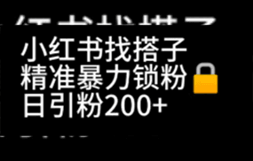 小红书找搭子暴力精准锁粉+引流日引200+精准粉