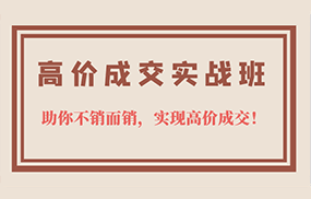 高价成交实战班，助你不销而销，实现高价成交，让客户追着付款的心法技法！