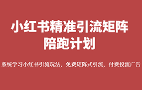 小红书精准引流矩阵陪跑计划，系统学习小红书引流玩法，免费矩阵式引流，付费投流广告