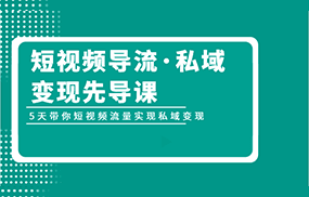 短视频导流·私域变现先导课，5天带你短视频流量实现私域变现