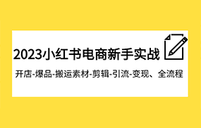 2023小红书电商新手实战课程，开店-爆品-搬运素材-剪辑-引流-变现、全流程