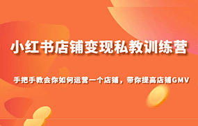 小红书店铺变现私教训练营，手把手教会你运营店铺，带你提高店铺GMV