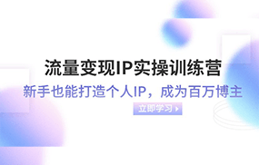 流量变现IP实操训练营：新手也能打造个人IP，成为百万 博主