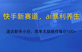 快手新赛道，ai暴利养生，0基础的小白也可以操作轻松日入500+