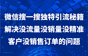 微信搜一搜暴力引流，解决没流量没销量没精准客户没销售订单的问题