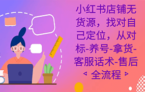 小红书店铺无货源课程，找对自己定位，从对标-养号-拿货-客服话术-售后全流程