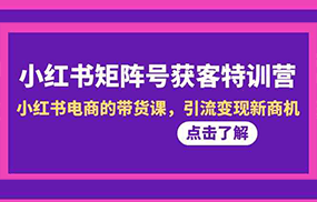 小红书矩阵号获客特训营-第10期，小红书电商的带货课，引流变现新商机