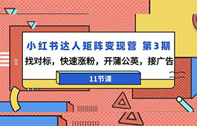 小红书达人矩阵变现营第3期，找对标，快速涨粉，开蒲公英，接广告