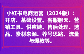 小红书电商运营（2024版）：开店、设置、供应链、选品、素材、养号、流量与爆款等