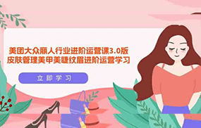 美团大众丽人行业进阶运营课3.0版，皮肤管理美甲美睫纹眉进阶运营学习