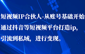 短视频IP合伙人-从账号基础开始通过抖音等短视频平台打造ip，引流到私域，进行变现。