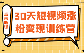 30天短视频涨粉变现训练营，做一个持续吸金的短视频账号