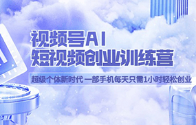 视频号AI短视频创业训练营 超级个体新时代 一部手机每天只需1小时轻松创业