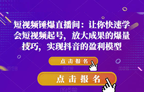 短视频锤爆直播间：让你快速学会短视频起号，放大成果的爆量技巧，实现抖音的盈利模型