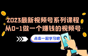 2023最新视频号系列课程，从0~1做一个赚钱的视频号