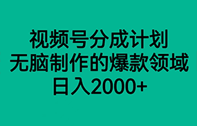 视频号分成计划，轻松无脑制作的爆款领域，日入2000+