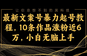 最新文案号暴力起号教程，10条作品涨粉近6万，小白无脑上手