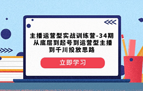 主播运营型实战训练营-第34期 从底层到起号到运营型主播到千川投放思路