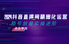 2024抖音直播间精细化运营：稳号放量实操进阶 选品/排品/起号/随心推/千川付费投放