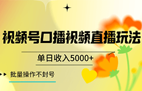 视频号口播视频直播玩法单日收入5000+，一种可以单号持续操作的玩法