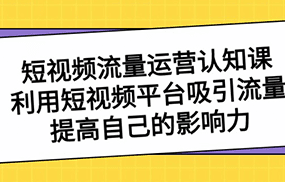 短视频流量运营认知课，利用短视频平台吸引流量，提高自己的影响力