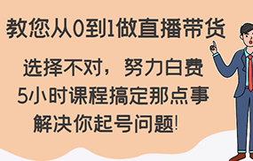 教您从0到1做直播带货，选择不对，努力白费，5小时课程搞定那点事，解决你起号问题！