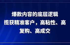 爆款内容的底层逻辑，揽获精准客户，高粘性、高复购、高成交