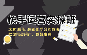 快手运营实操班，这套课用小白都能学会的方法教你抢占用户，做好生意